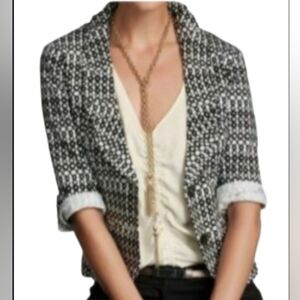 STRETCH 3/4 SLEEVE BLACK WHITE CAREER CASUAL BLAZER JACKET CABI S SMALL